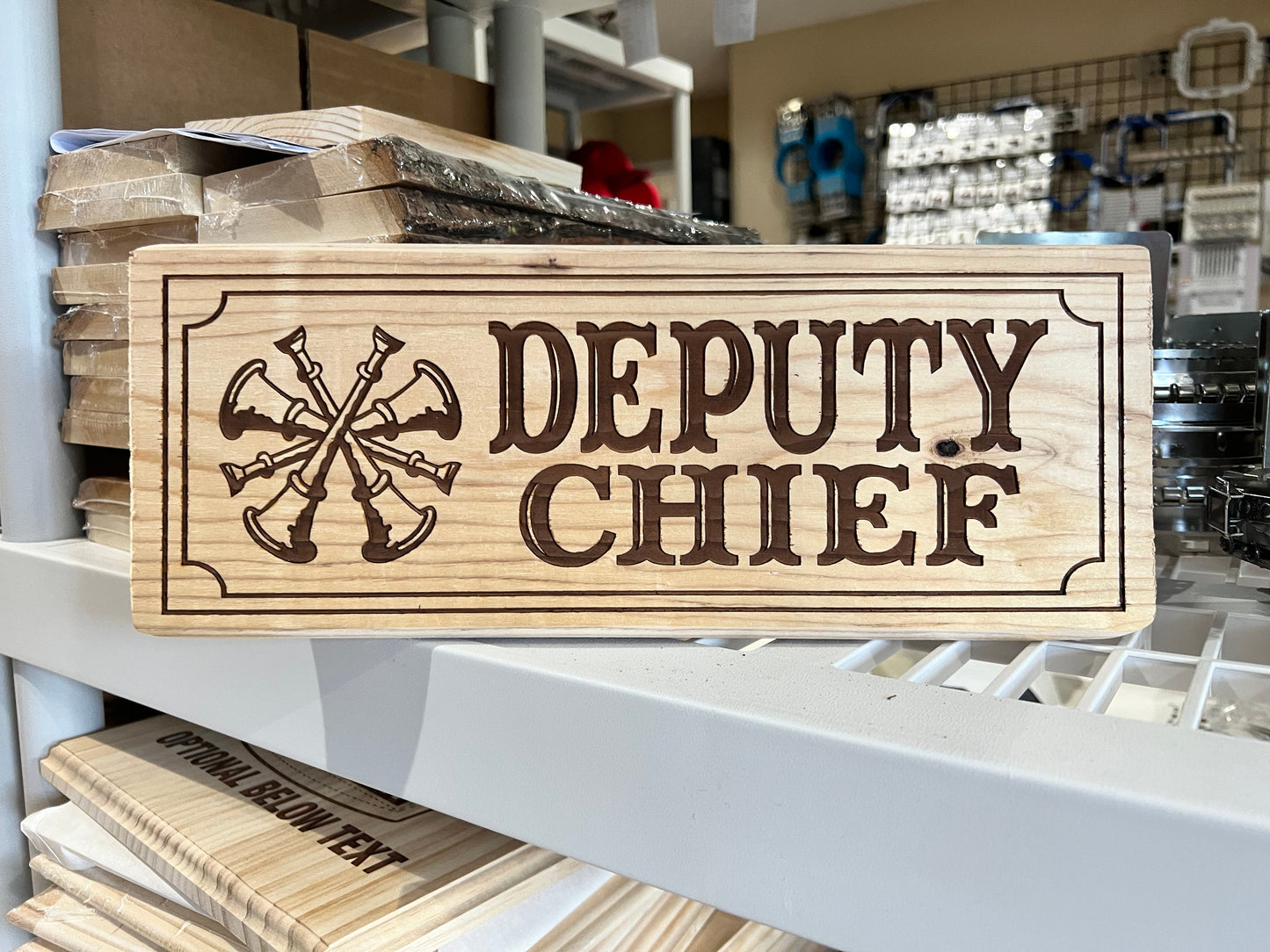 Deputy Chief 4 Bugle Custom Engraved Wood Sign - Powercall Sirens LLC
