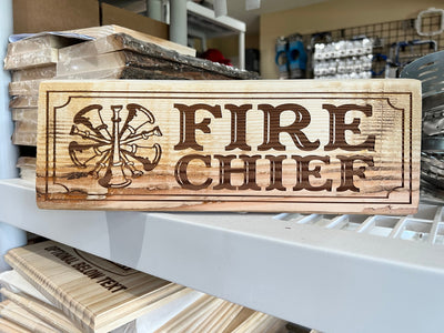 Fire Chief 5 Bugle Custom Engraved Wood Sign - Powercall Sirens LLC