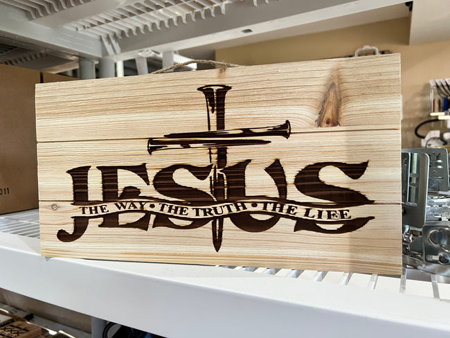 Jesus the way the truth the life Engraved Wood Sign