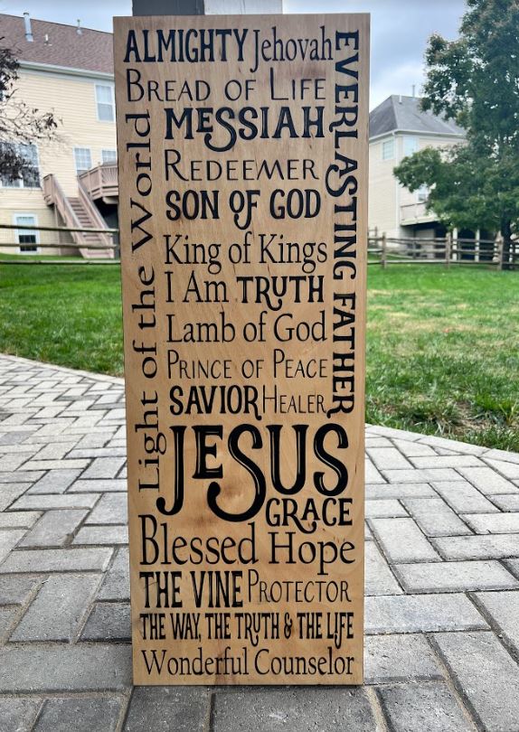 Jesus Grace Blessed Hope Tall Engraved Sign 31" x 11"