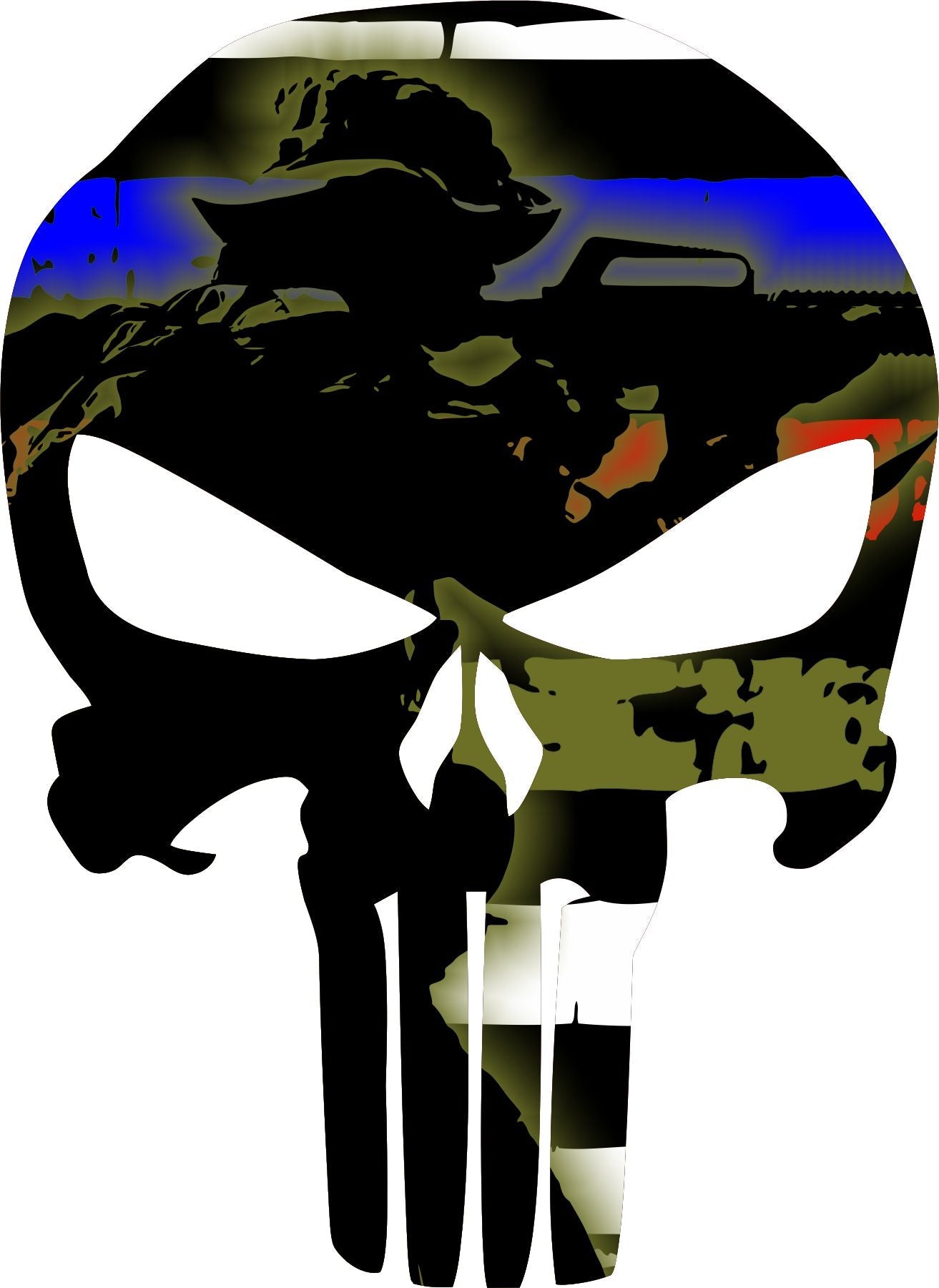 Military Soldier Shooting Punisher Decal - Powercall Sirens LLC