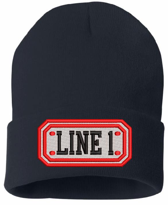 Rectangle Badge Embroidered Winter Hat - Powercall Sirens LLC