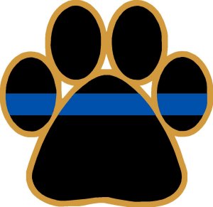 Thin Blue Line Paw Gold Outline