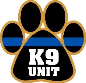 Thin Blue Line Paw Gold Outline K9