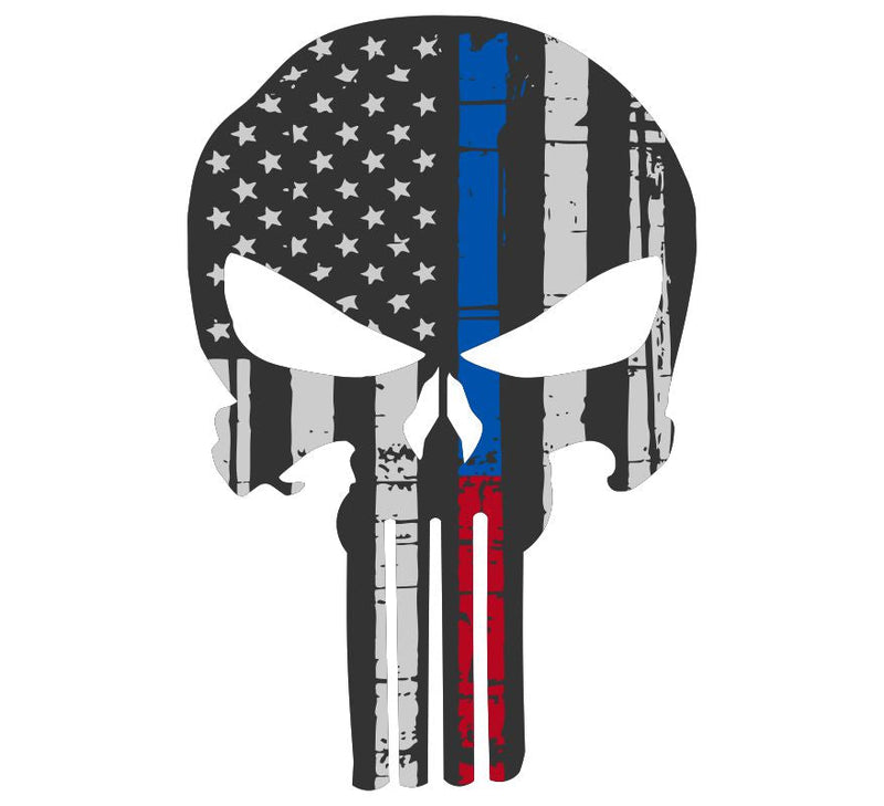 Thin Red/Blue Line Tattered Punisher