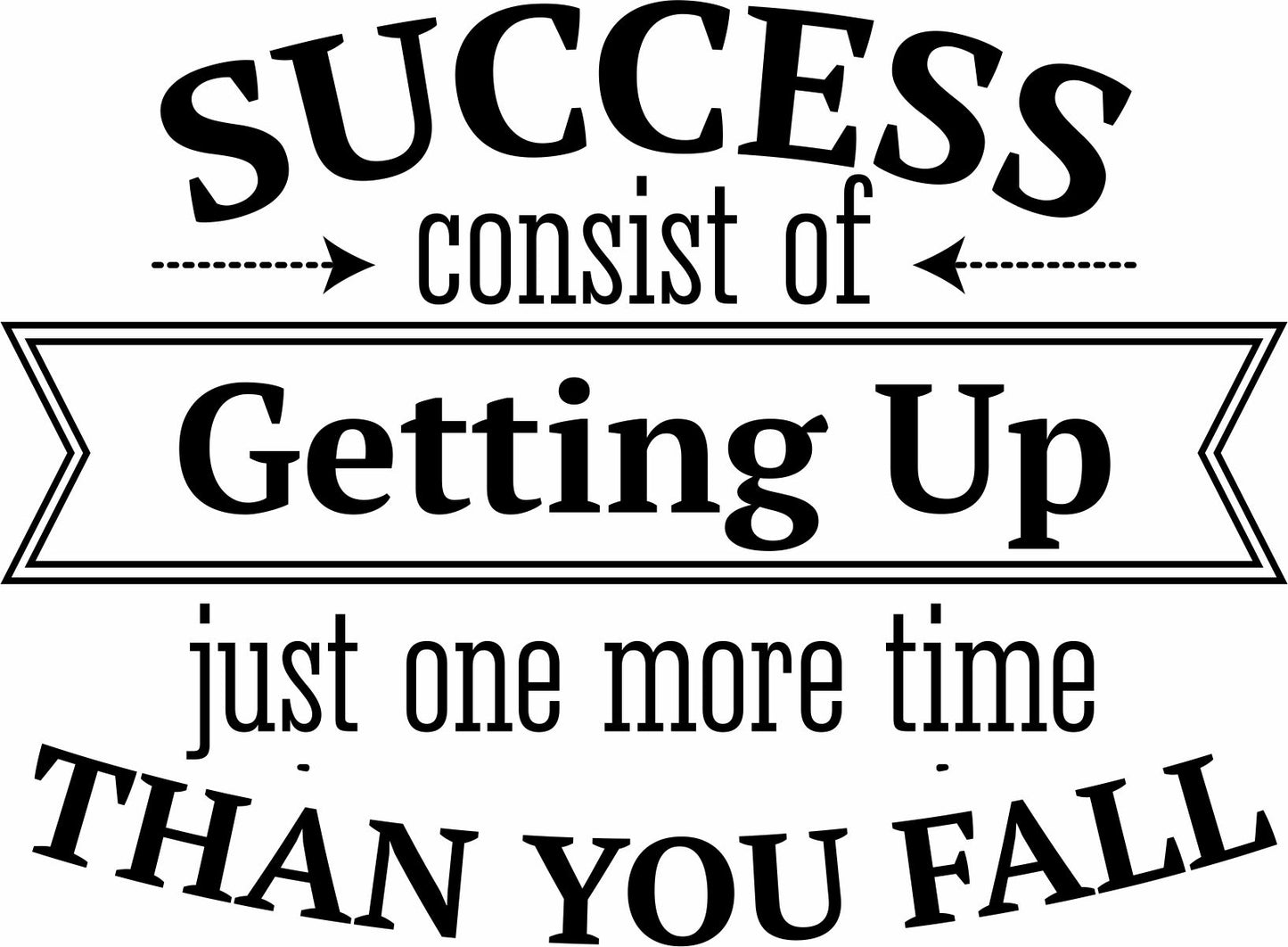 Success consists of getting up decal