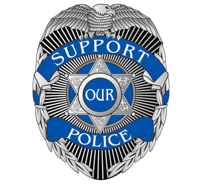 Support our Police Blue line badge decal