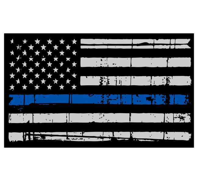 Tattered USA Flag Blue Line Window Decal