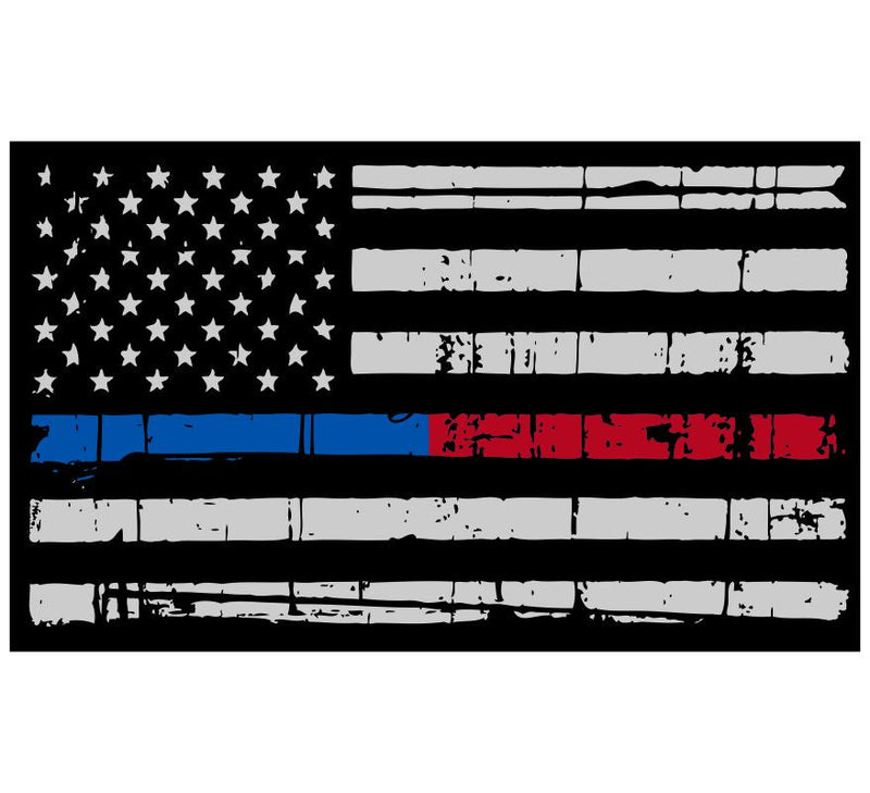 Tattered USA Flag Blue/Red Line Decal
