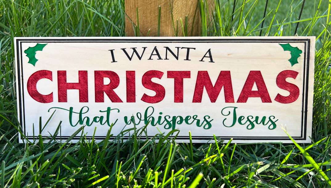 Christmas whispers Jesus Custom Engraved Wood Sign