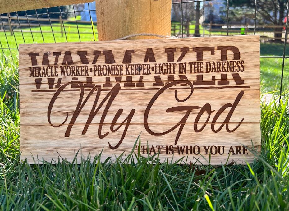 Waymaker Miracle Worker Engraved Wood Sign